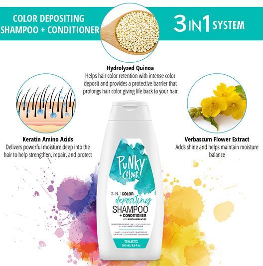 3-in-1 Color Depositing Shampoo + Conditioner - Tealistic - Image 3